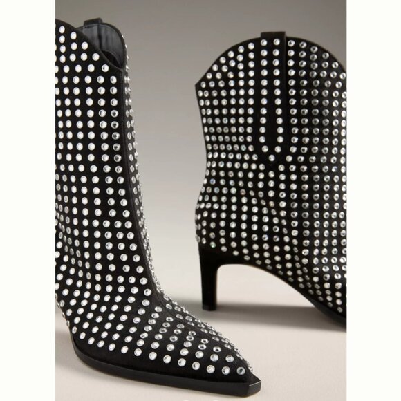 NEW DOLCE VITA Leather Anzel  Western Booties in black diamond for women 925 5t3 - Picture 5 of 11